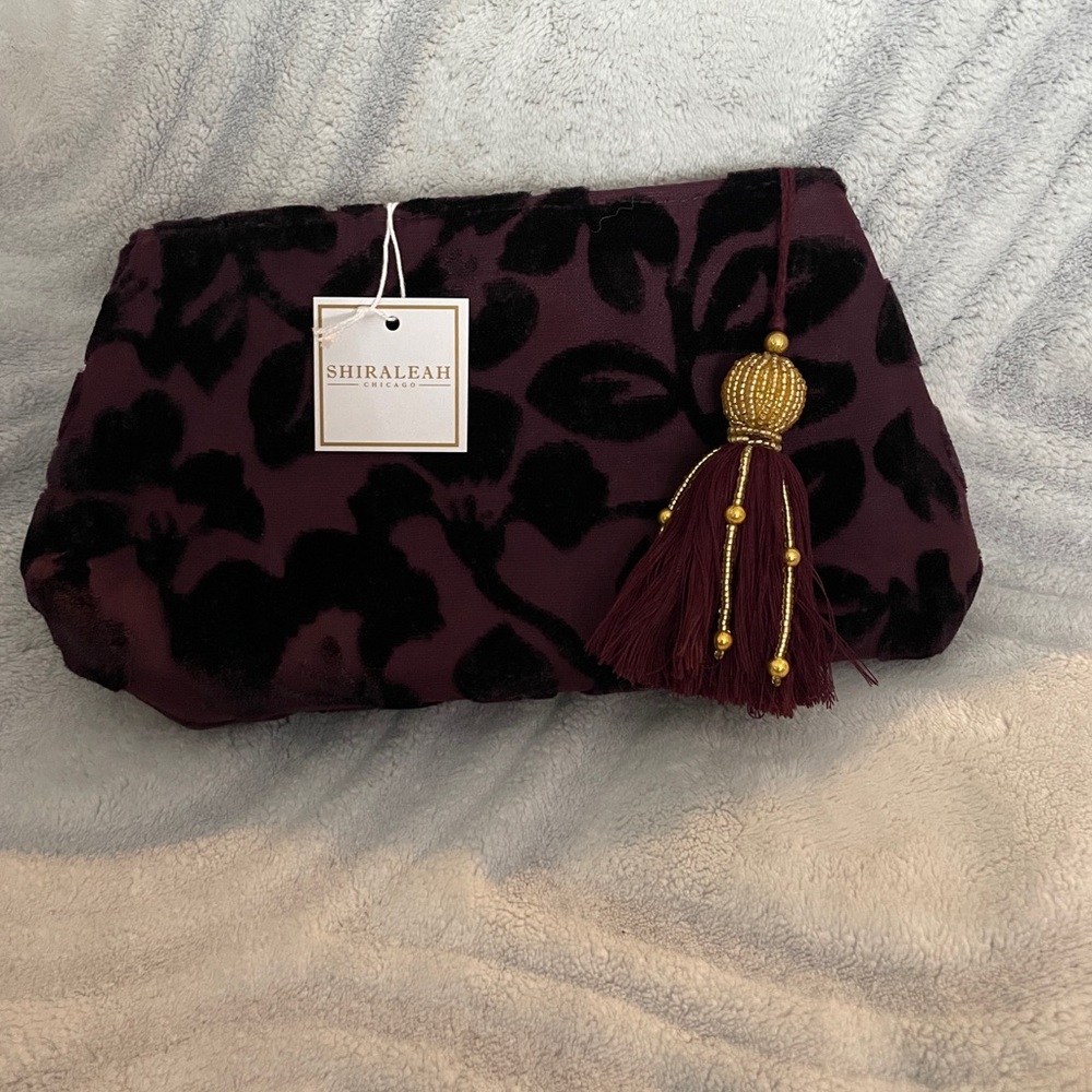 Anthropologie Burgundy Velvet Pouch